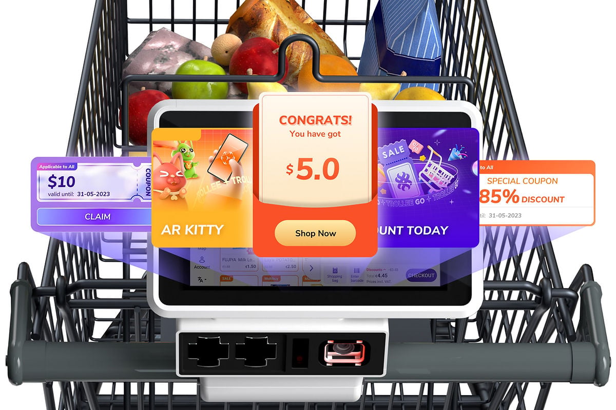 TROLLEE smart cart retail media experience near the aisle