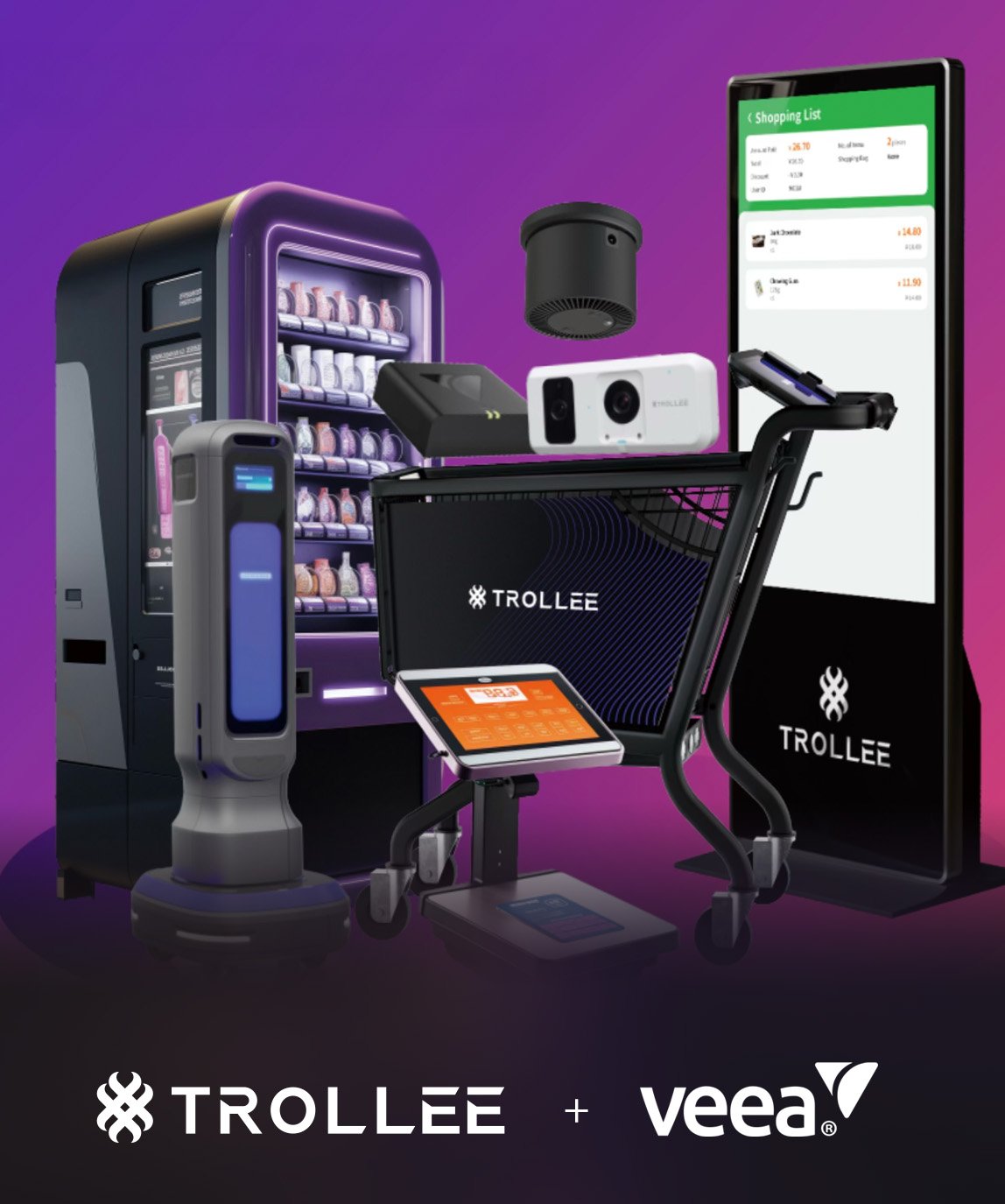 TROLLEE smart cart and Veea retail edge intelligence visual